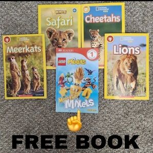 Lot Of 4 Books + 1 FREE(Lego) National Geographic Kids (1)Pre Reader & Level 1/2